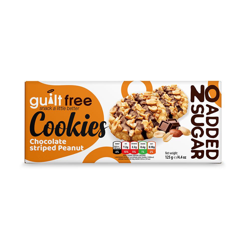 GuiltFree No Added Sugar Cookies 125g - Chocolate Striped Peanut