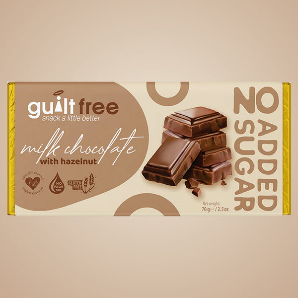GuiltFree No Added Sugar Chocolate Bar 70g with Hazelnut