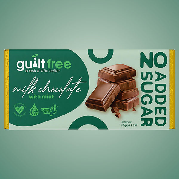 GuiltFree No Added Sugar Chocolate Bar 70g Milk Chocolate with Mint