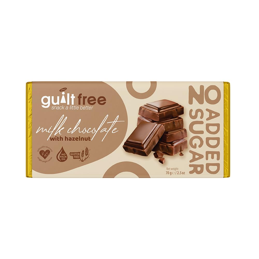 GuiltFree No Added Sugar Chocolate Bar 70g with Hazelnut