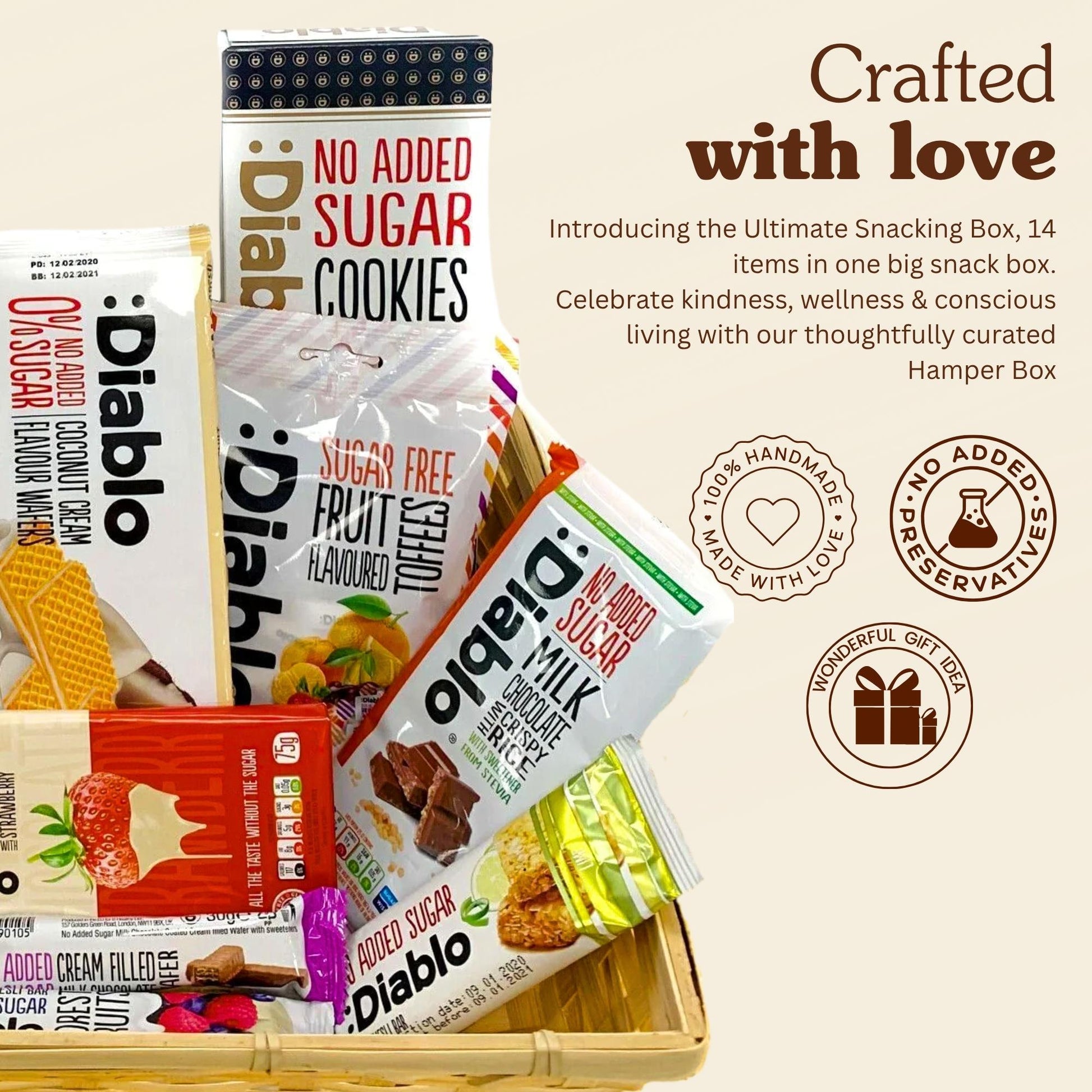Diablo Diabetic Sugar Free Gift Hamper Box Sweets Gummy Cookies Bar Bars Snack