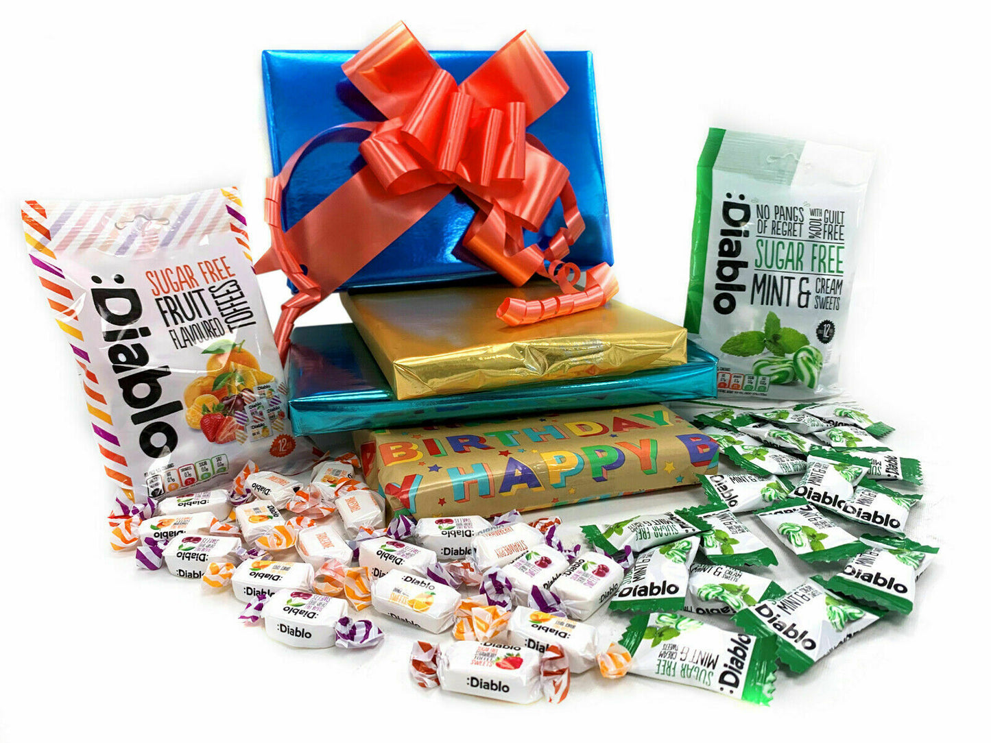 Diablo Sugar Free Diabetic Sweets Retro Sweet Chocolate Toffee 2 x 75g Gift Box