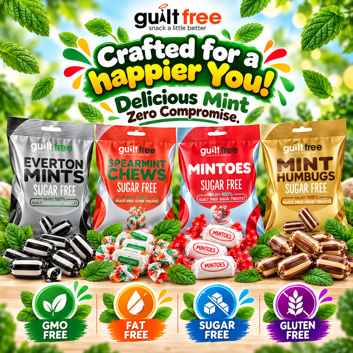 GuiltFree Sugar-Free Mint Sweets Gift Box – 4 Classic Varieties