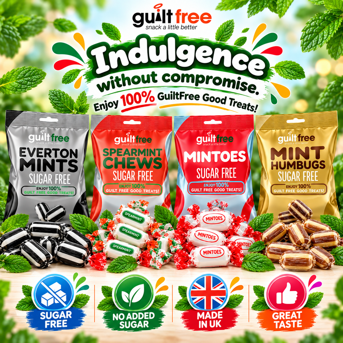 GuiltFree Sugar-Free Mint Sweets Gift Box – 4 Classic Varieties