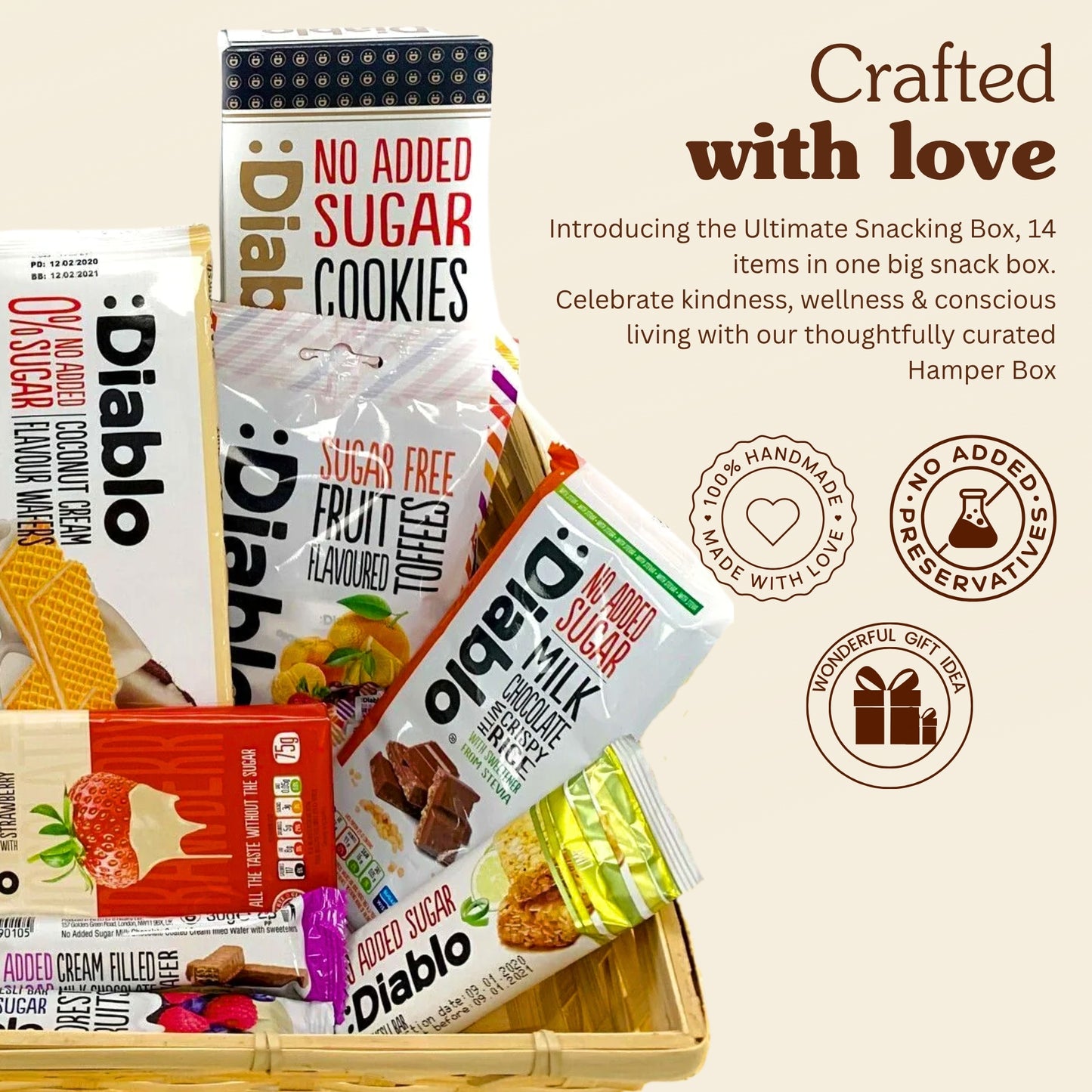 Diablo Diabetic Sugar Free Gift Hamper Box Sweets Gummy Cookies Bar Bars Snack