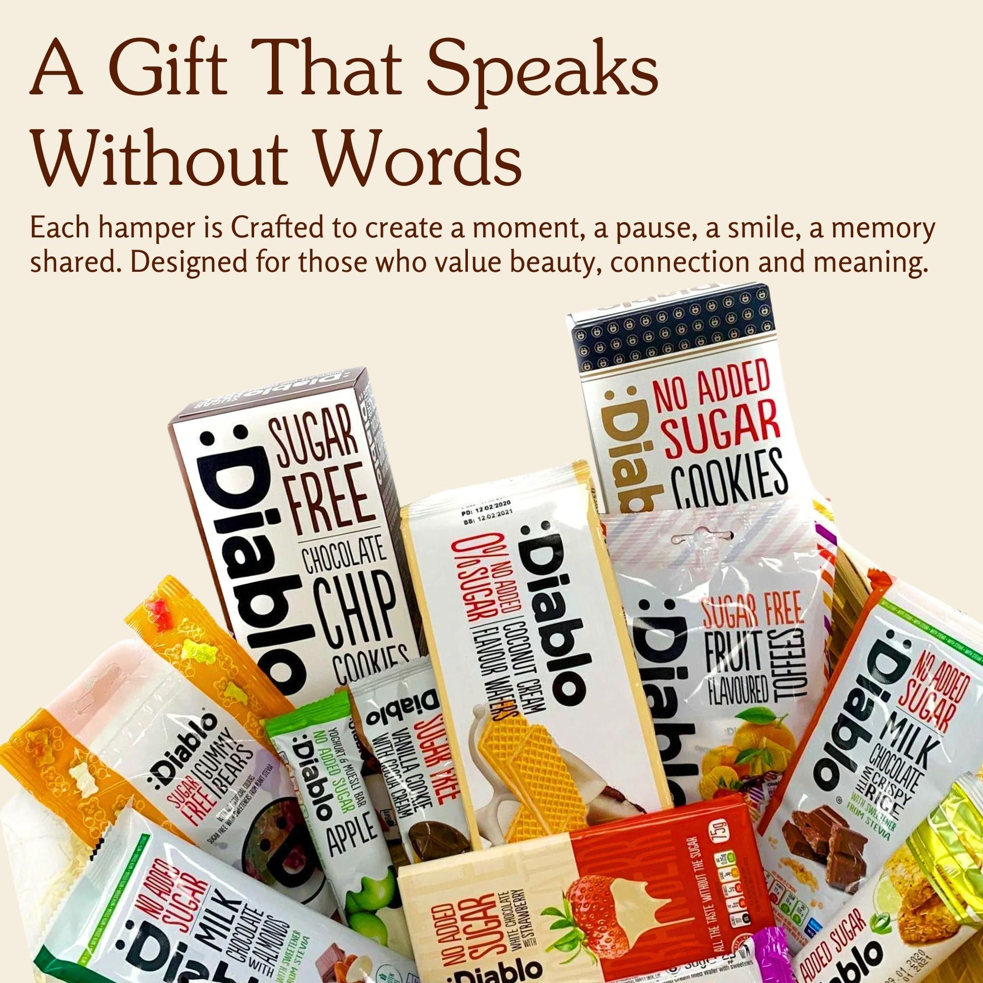 Diablo Diabetic Sugar Free Gift Hamper Box Sweets Gummy Cookies Bar Bars Snack