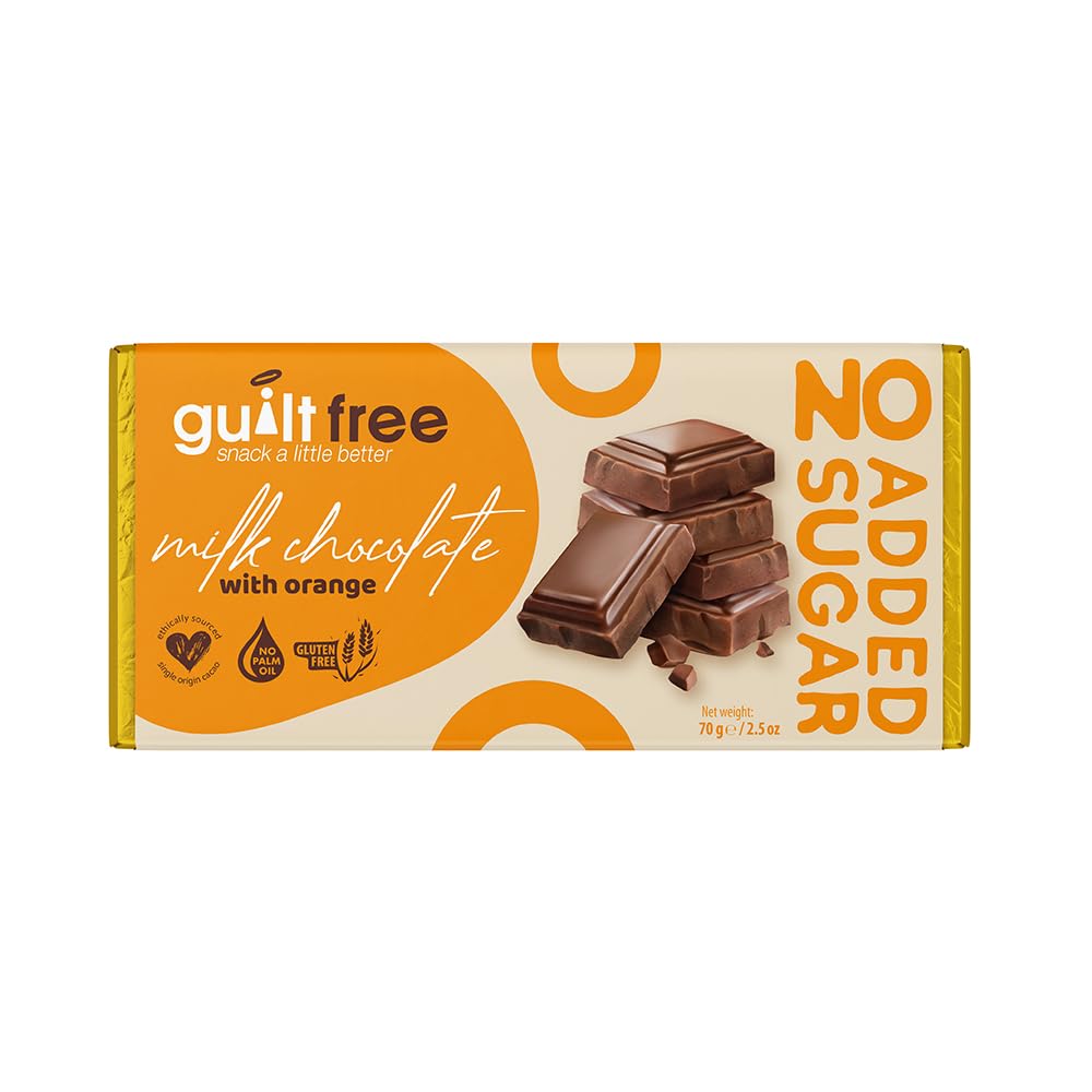 GuiltFree No Added Sugar Chocolate Bar 70g  with Orange