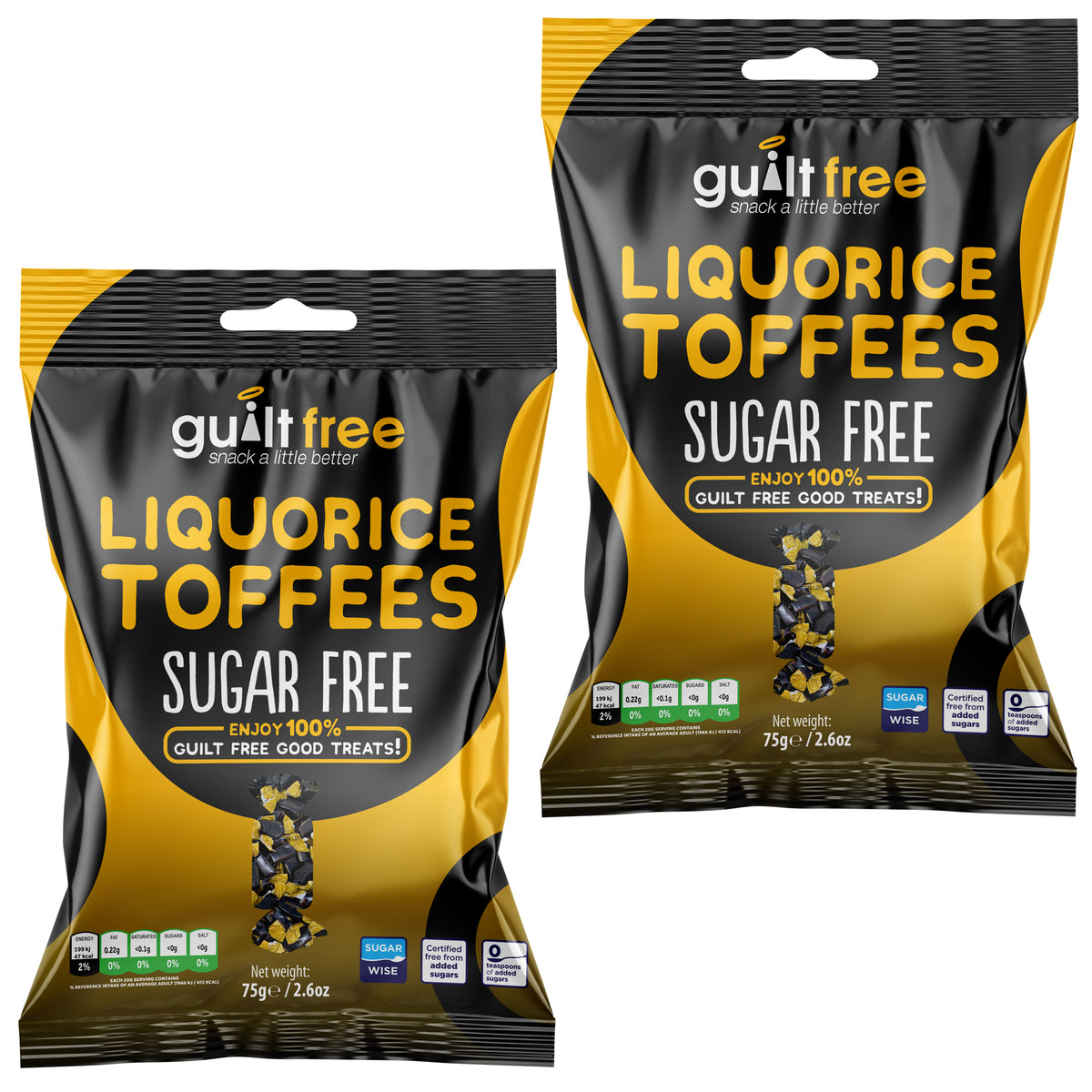 GuiltFree Sugar Free Liquorice Toffees 75g