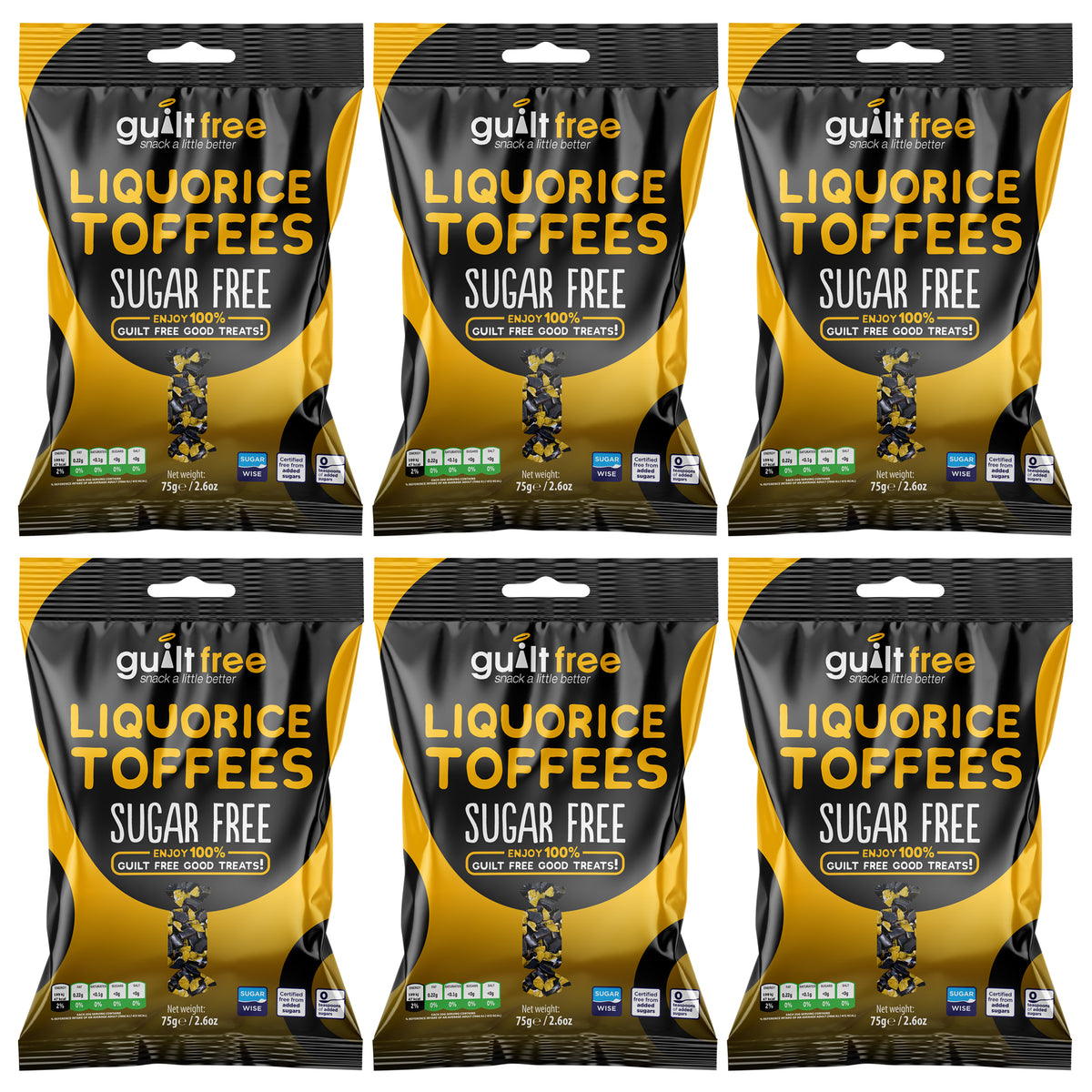 GuiltFree Sugar Free Liquorice Toffees 75g