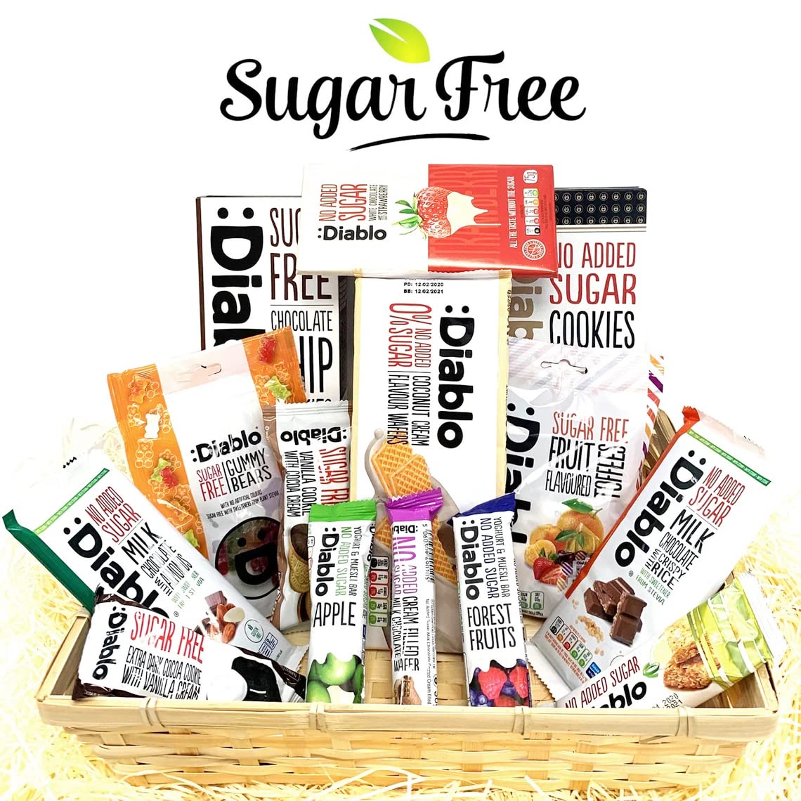 Diablo Diabetic Sugar Free Gift Hamper Box Sweets Gummy Cookies Bar Bars Snack