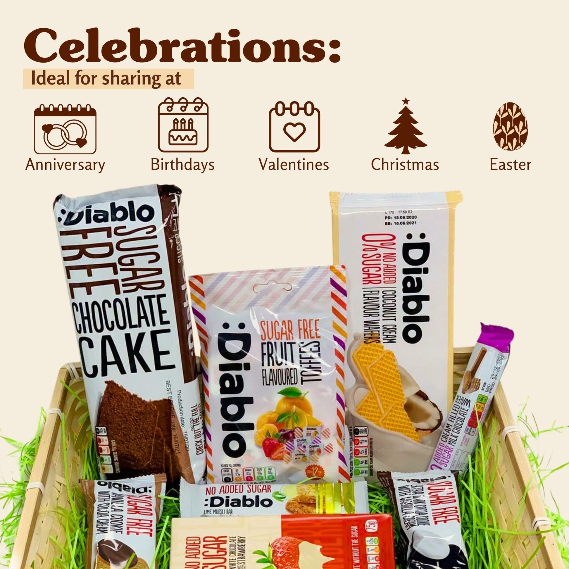 Diablo Diabetic Sugar Free Hamper Medium New (8 Items)