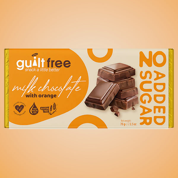 GuiltFree No Added Sugar Chocolate Bar 70g  with Orange