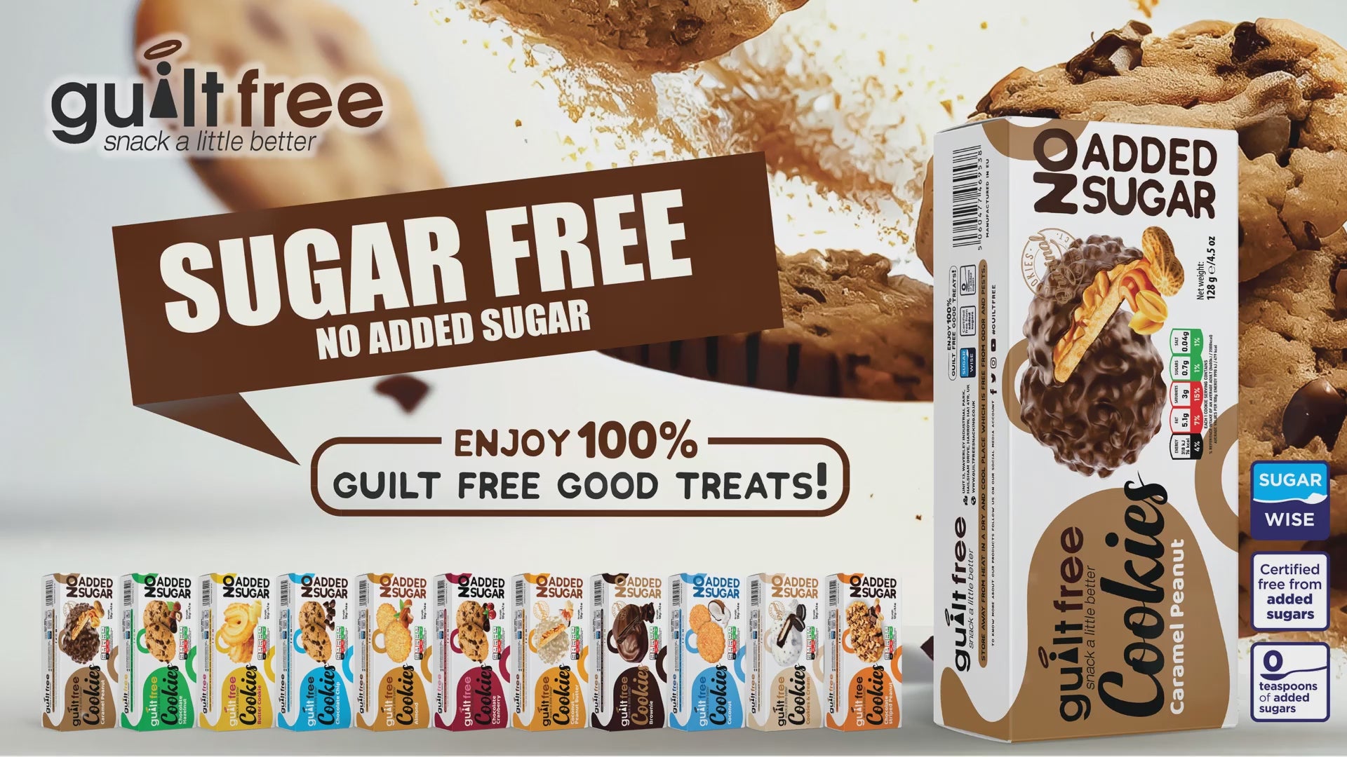 GuiltFree No Added Sugar Cookies 130g - Chocolate Chip