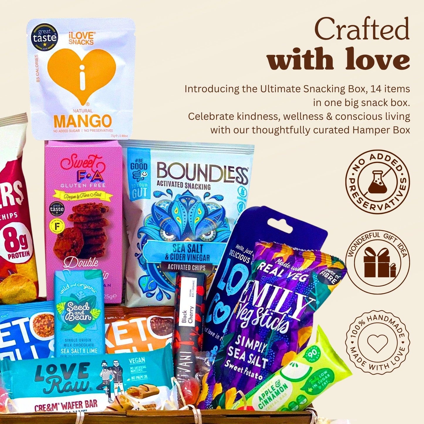 Vegan Vegetarian Food Gift Hamper Box Sweet Chocolate Selection Bars Snacks