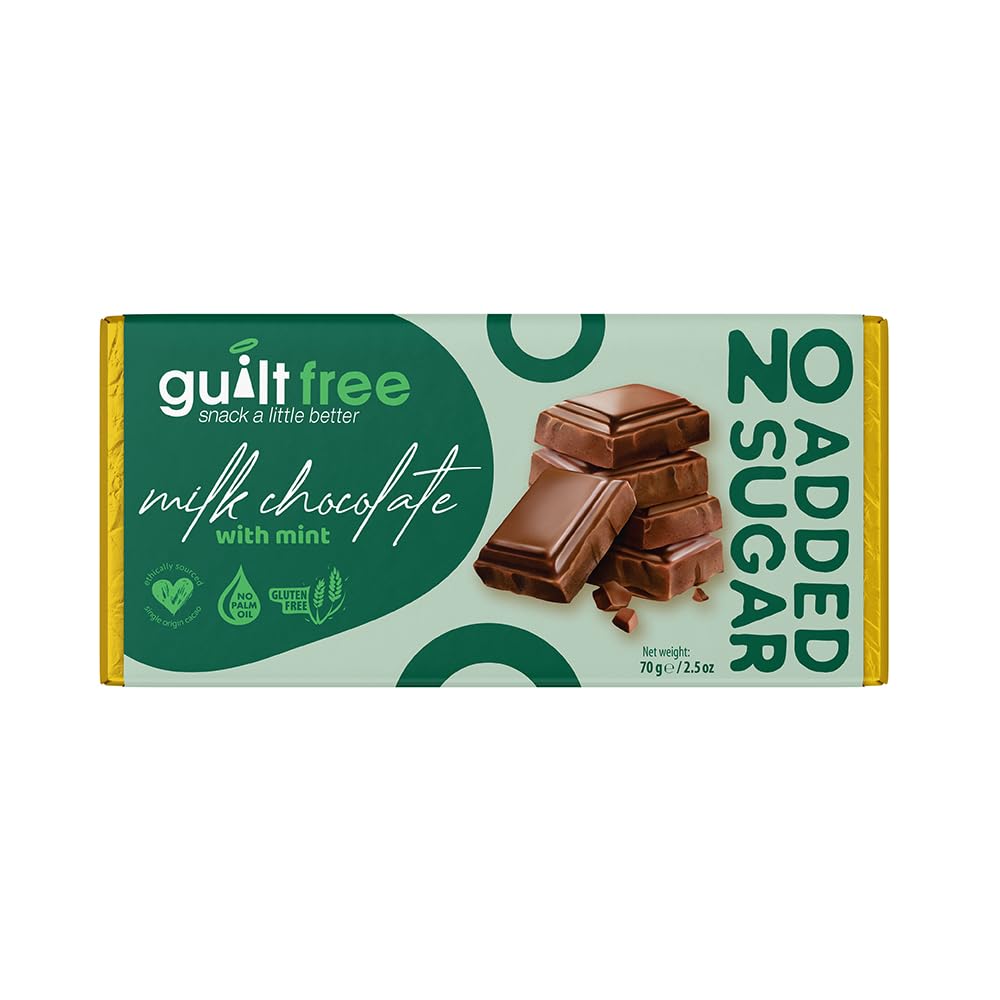 GuiltFree No Added Sugar Chocolate Bar 70g Milk Chocolate with Mint