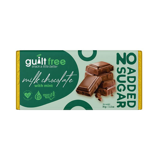 GuiltFree No Added Sugar Chocolate Bar 70g Milk Chocolate with Mint