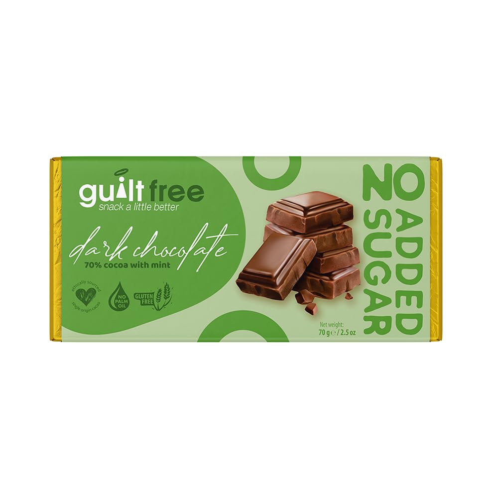 GuiltFree No Added Sugar Chocolate Bar 70g with Dark Chocolate with Mint