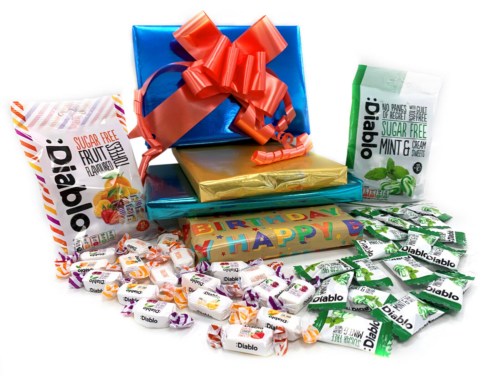 Diablo Sugar Free Diabetic Sweets Retro Sweet Chocolate Toffee 2 x 75g Gift Box