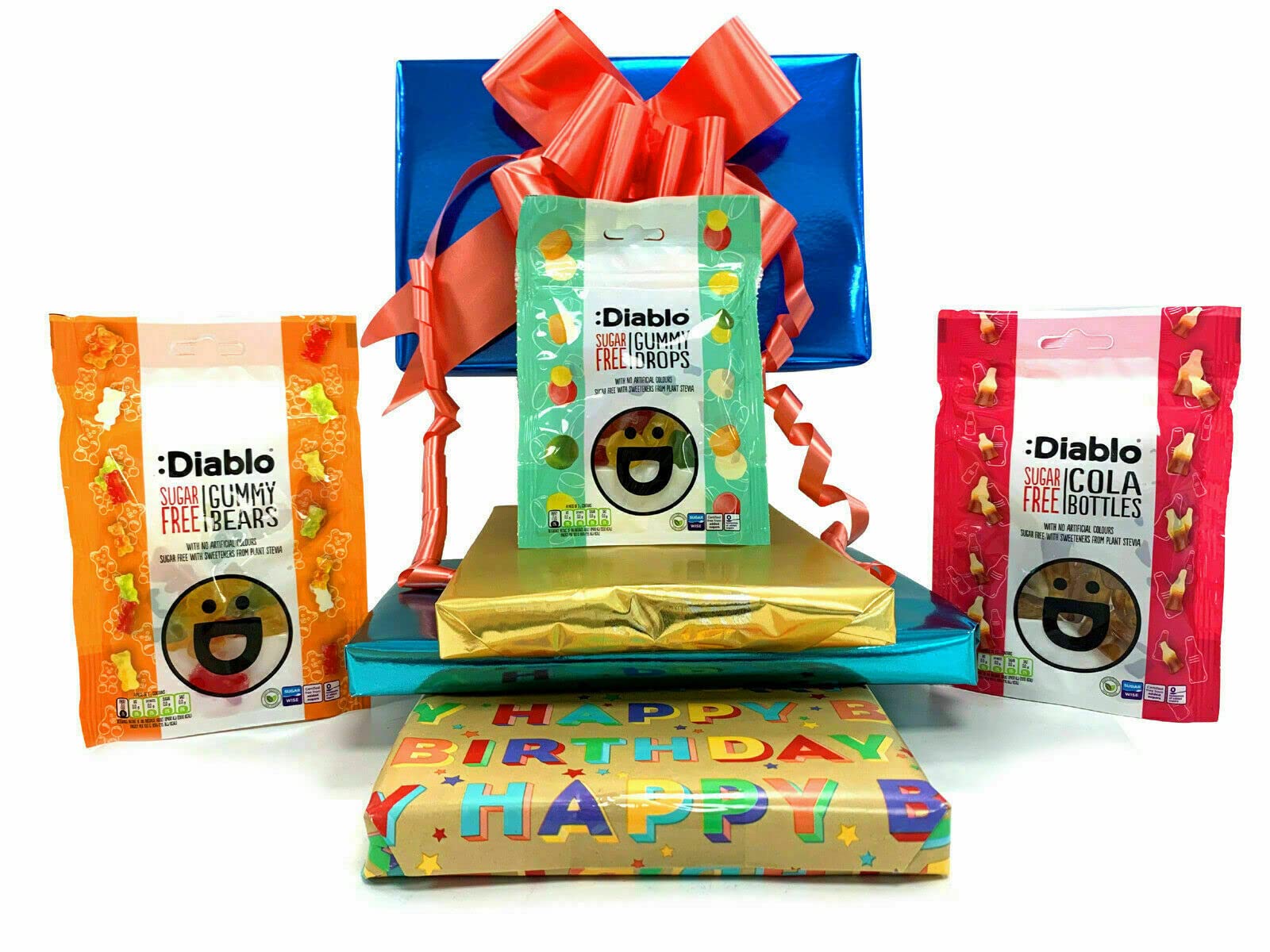 Diablo Sugar Free Diabetic Sweets Retro Sweet Chocolate Toffee 3 x 75g Gift Box