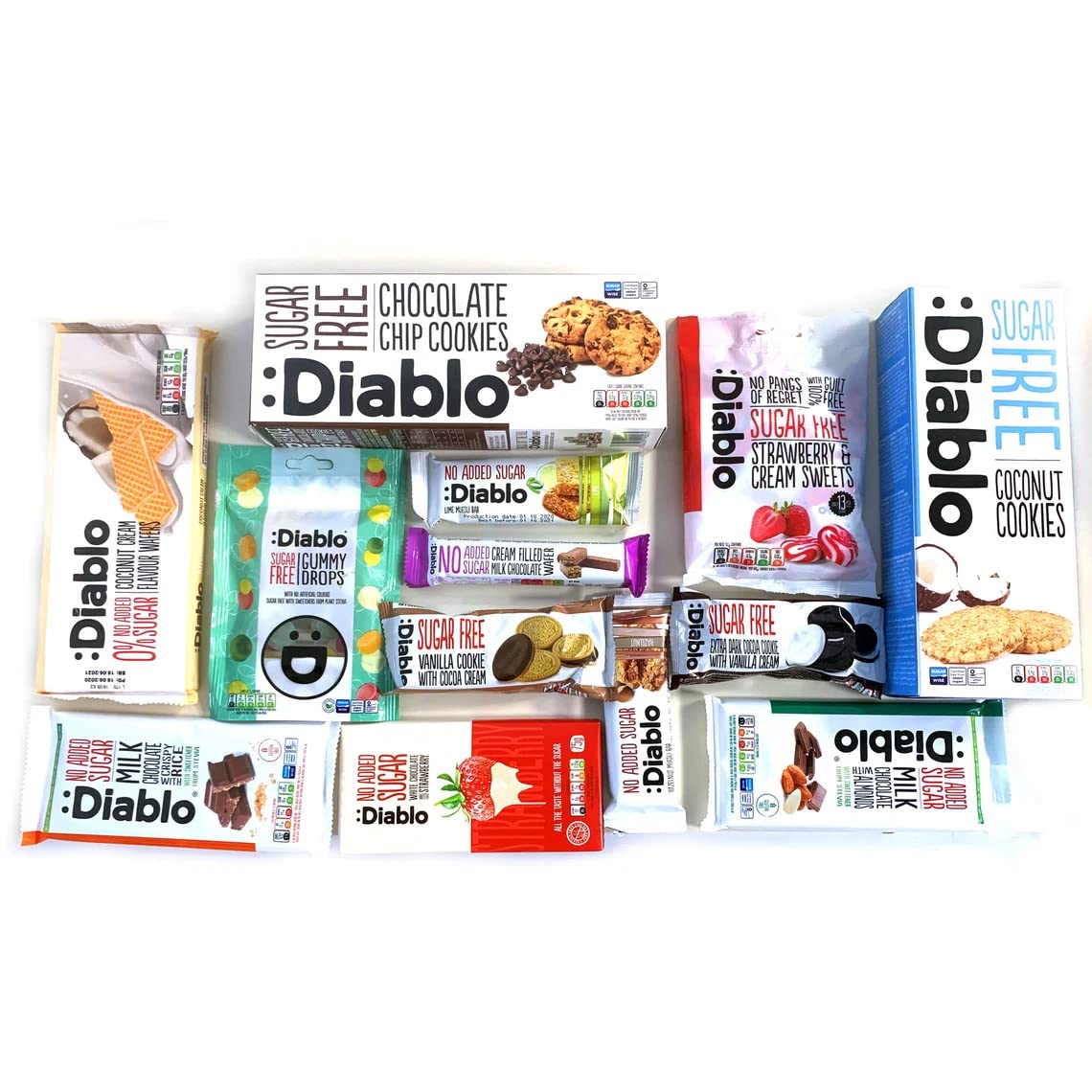 Diablo Diabetic Sugar Free Gift Hamper Box Sweets Gummy Cookies Bar Bars Snack