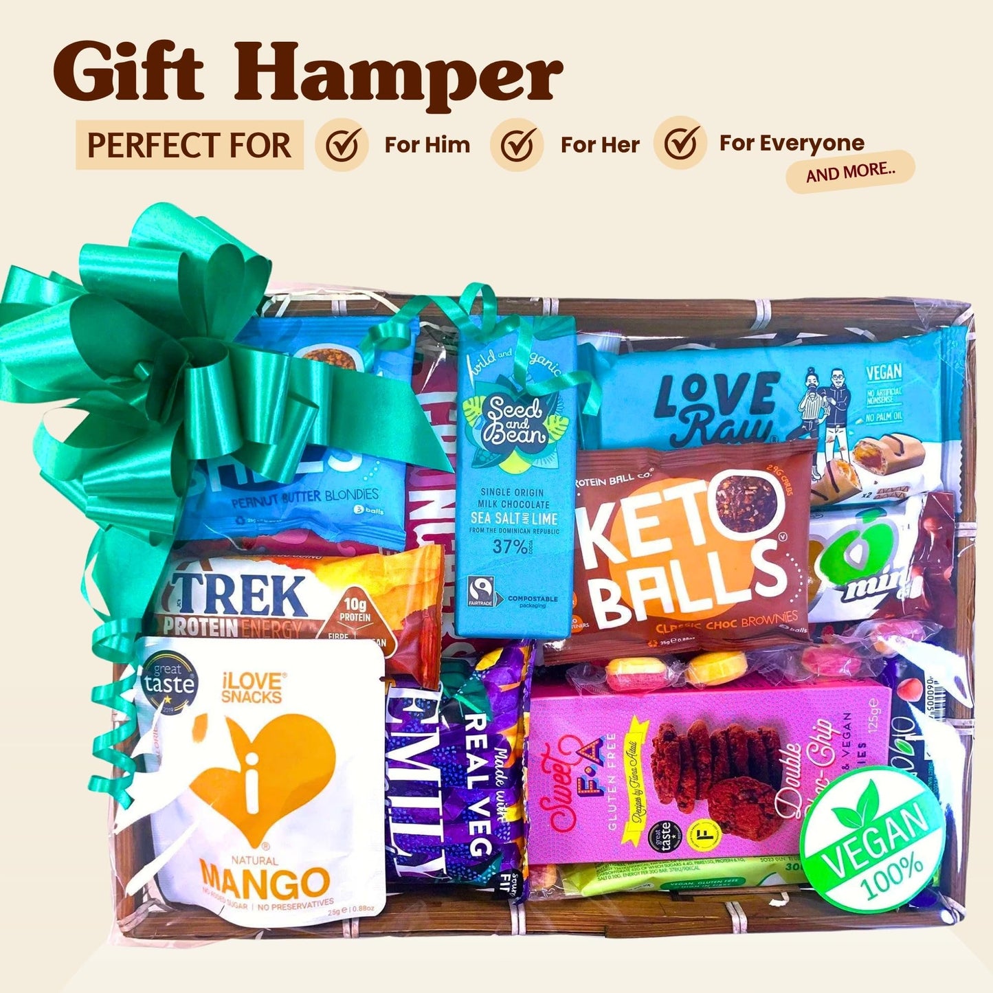 Vegan Vegetarian Food Gift Hamper Box Sweet Chocolate Selection Bars Snacks